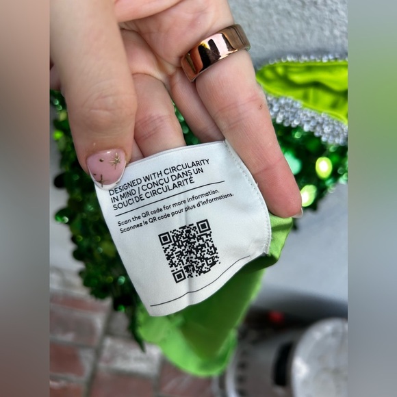 H&M Studio Green Sequined Embellished mini Dress Designer Re-enchantment - Picture 13 of 16